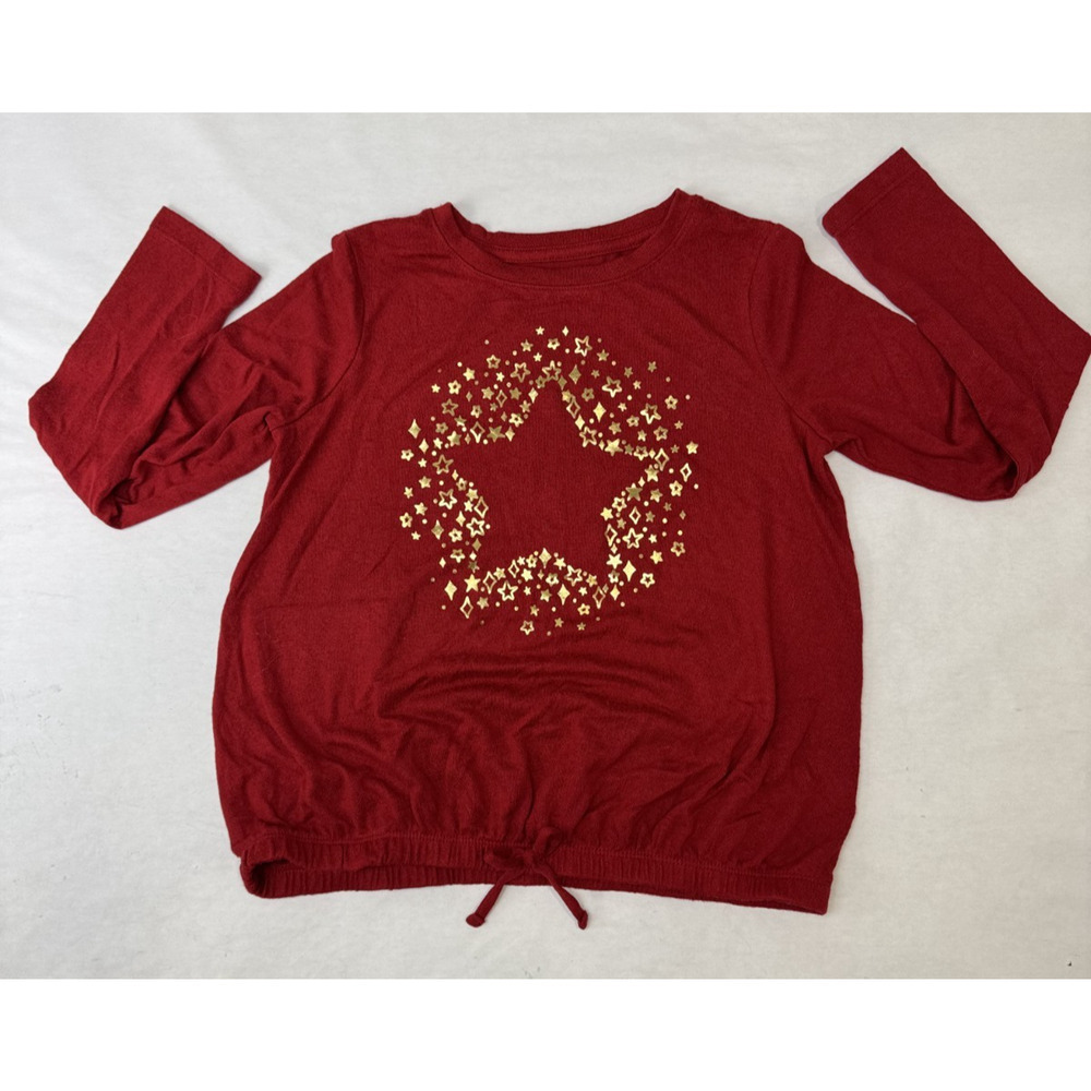 NWOT Christmas Sweater Kids Cat & Jack Red Gold Stars Holiday Kids Medium 7/8